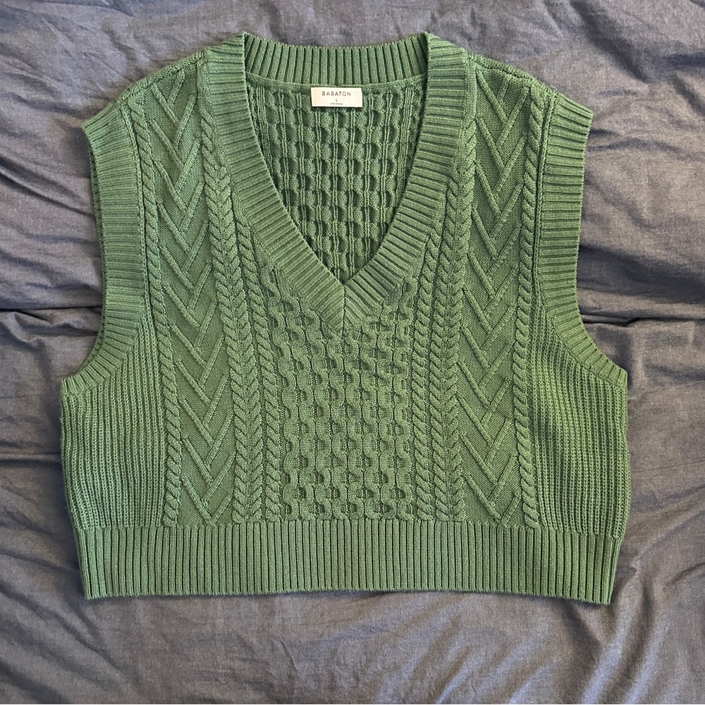 Babaton Green V-Neck Sweater Vest